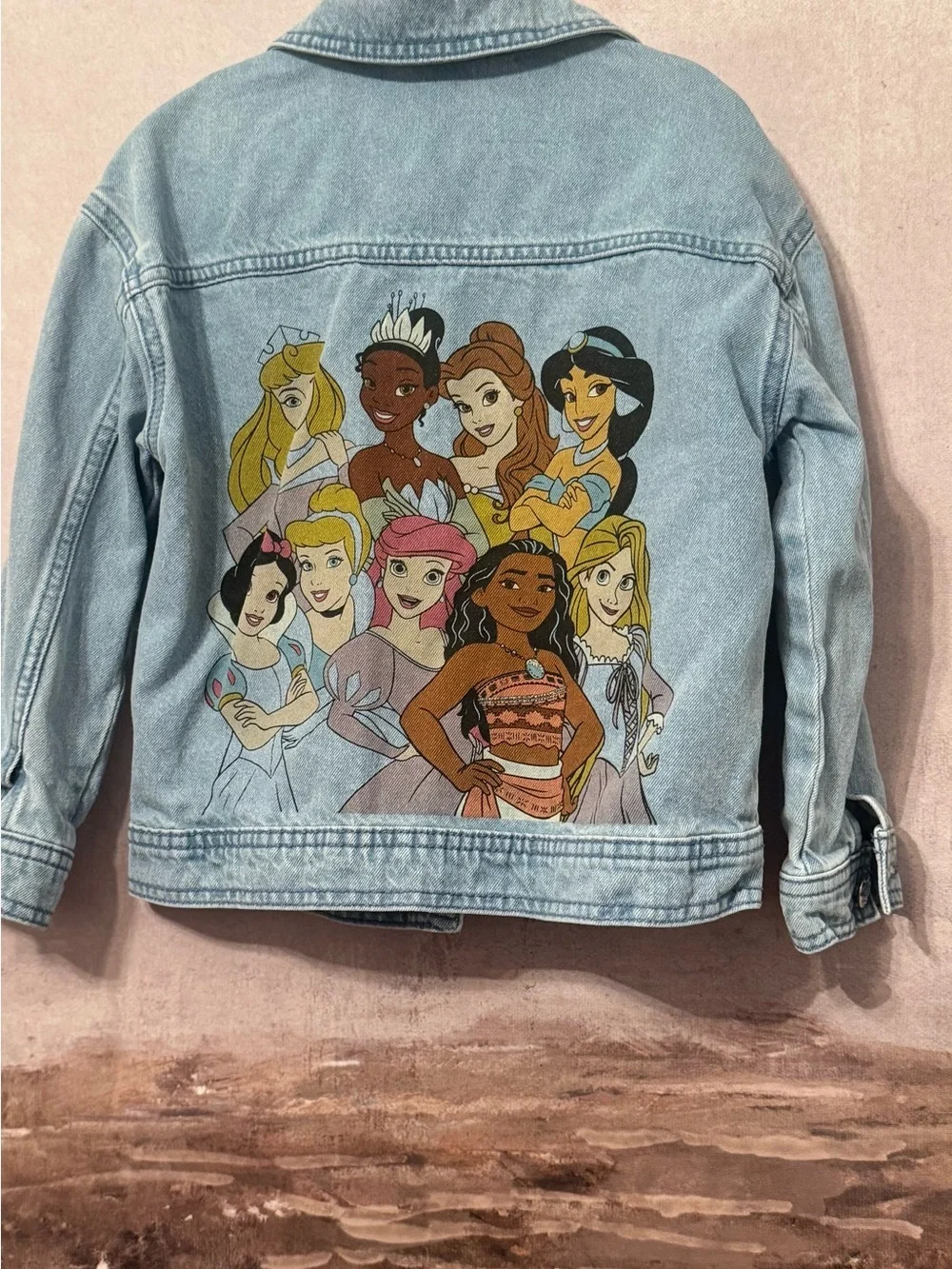 Disney Princesses light wash denim jacket Size 5